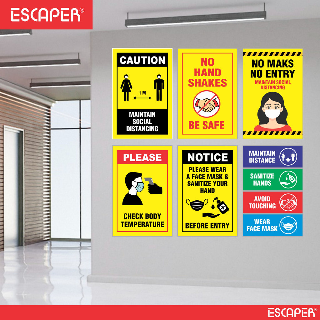 COVID Safety Awareness Posters, Laminated, 12 x 18 Inch (Pack Of 6) Required Social Distancing and Hygiene Instructions Poster For Offices, Hospitals, Schools, Factories