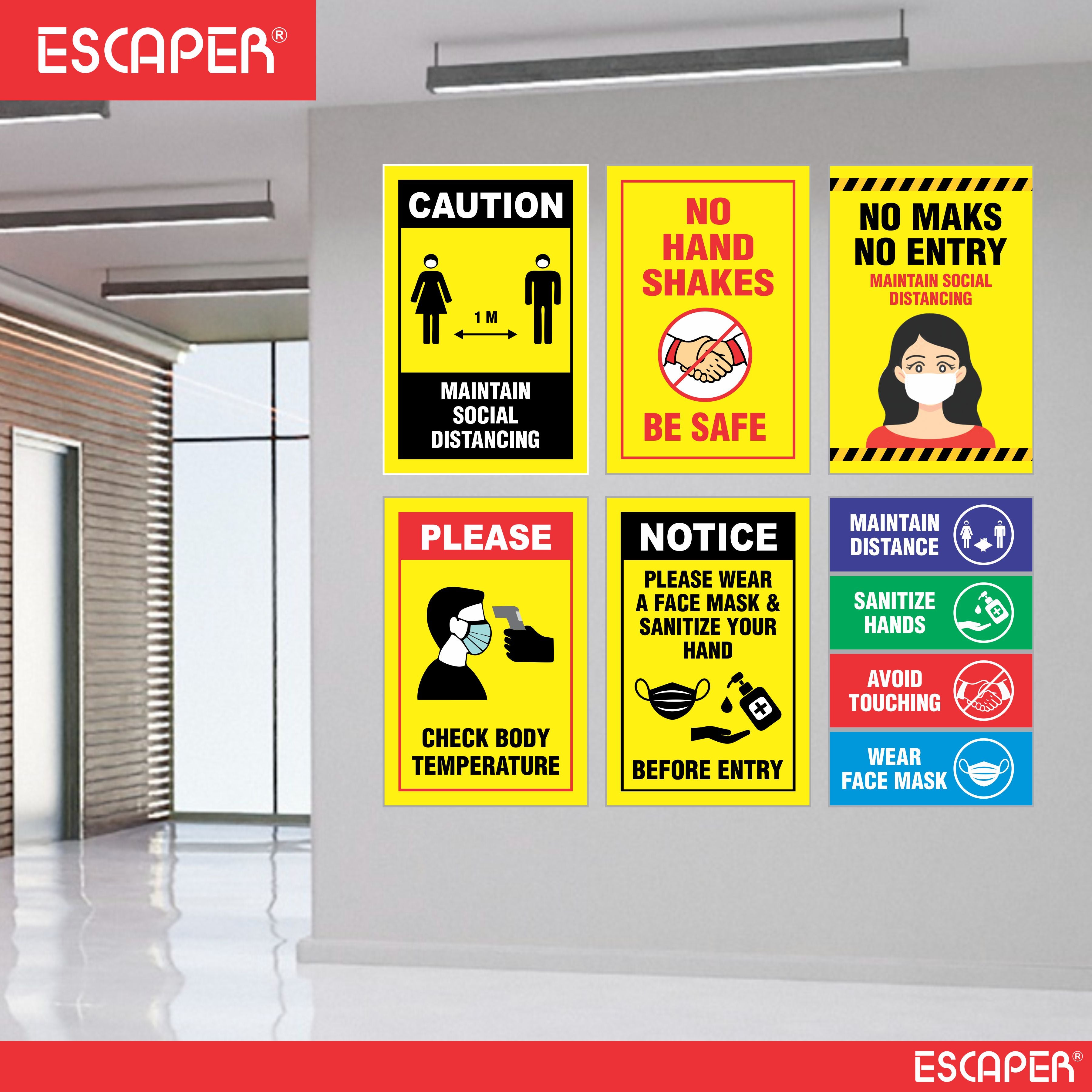 COVID Safety Awareness Posters, Laminated, 12 x 18 Inch (Pack Of 6) Required Social Distancing and Hygiene Instructions Poster For Offices, Hospitals, Schools, Factories