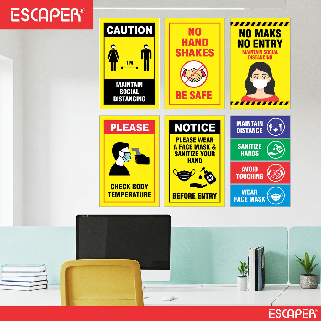 COVID Safety Awareness Posters, Laminated, 12 x 18 Inch (Pack Of 6) Required Social Distancing and Hygiene Instructions Poster For Offices, Hospitals, Schools, Factories