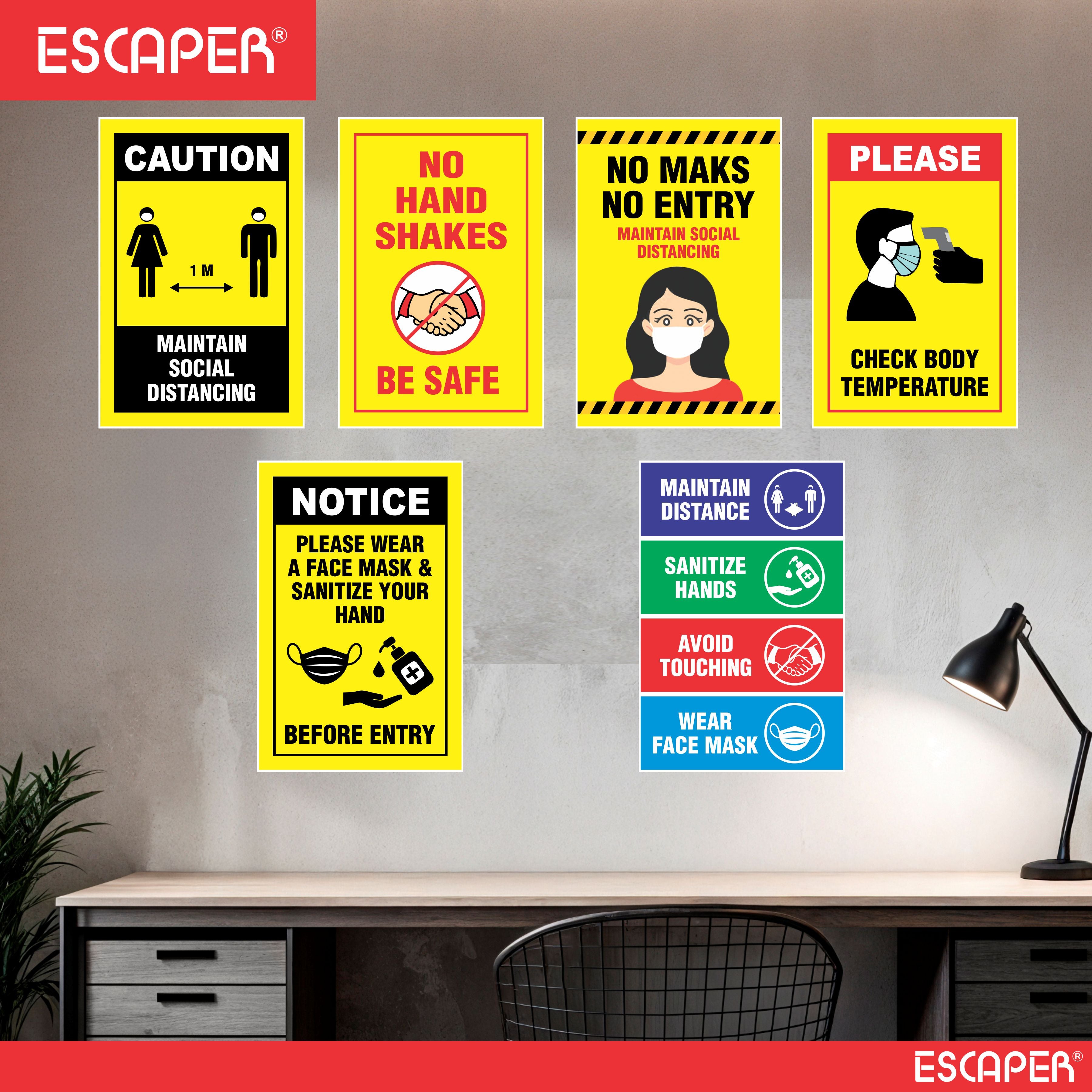 COVID Safety Awareness Posters, Laminated, 12 x 18 Inch (Pack Of 6) Required Social Distancing and Hygiene Instructions Poster For Offices, Hospitals, Schools, Factories