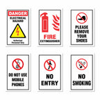 Safety Posters, (Pack Of 6) Fire Extinguisher Poster, Electrical Safety Sign, No Entry & No Smoking, Do Not Use Mobile Phone Posters – 12x18 Inch Industrial Safety Signs for Factory, Workplace & Indoor Use