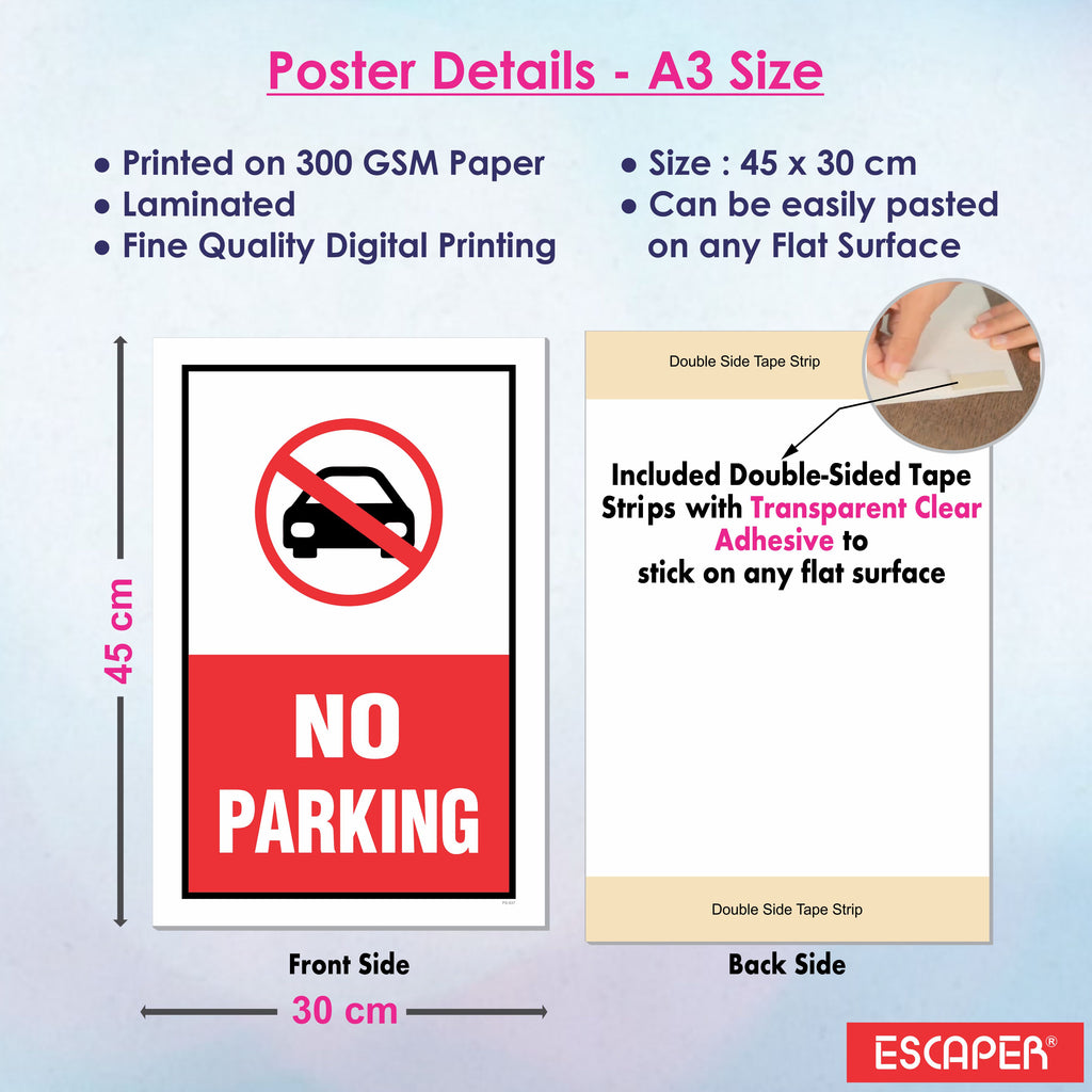 Safety & Instruction Poster (Pack Of 6) Laminated Self-Adhesive Signs (12x18 inch) for Home, Office, Industry, Hospital & Public Places – No Parking, Do Not Spit, Keep Silence, Danger 440 Volts, CCTV, Use Dustbin