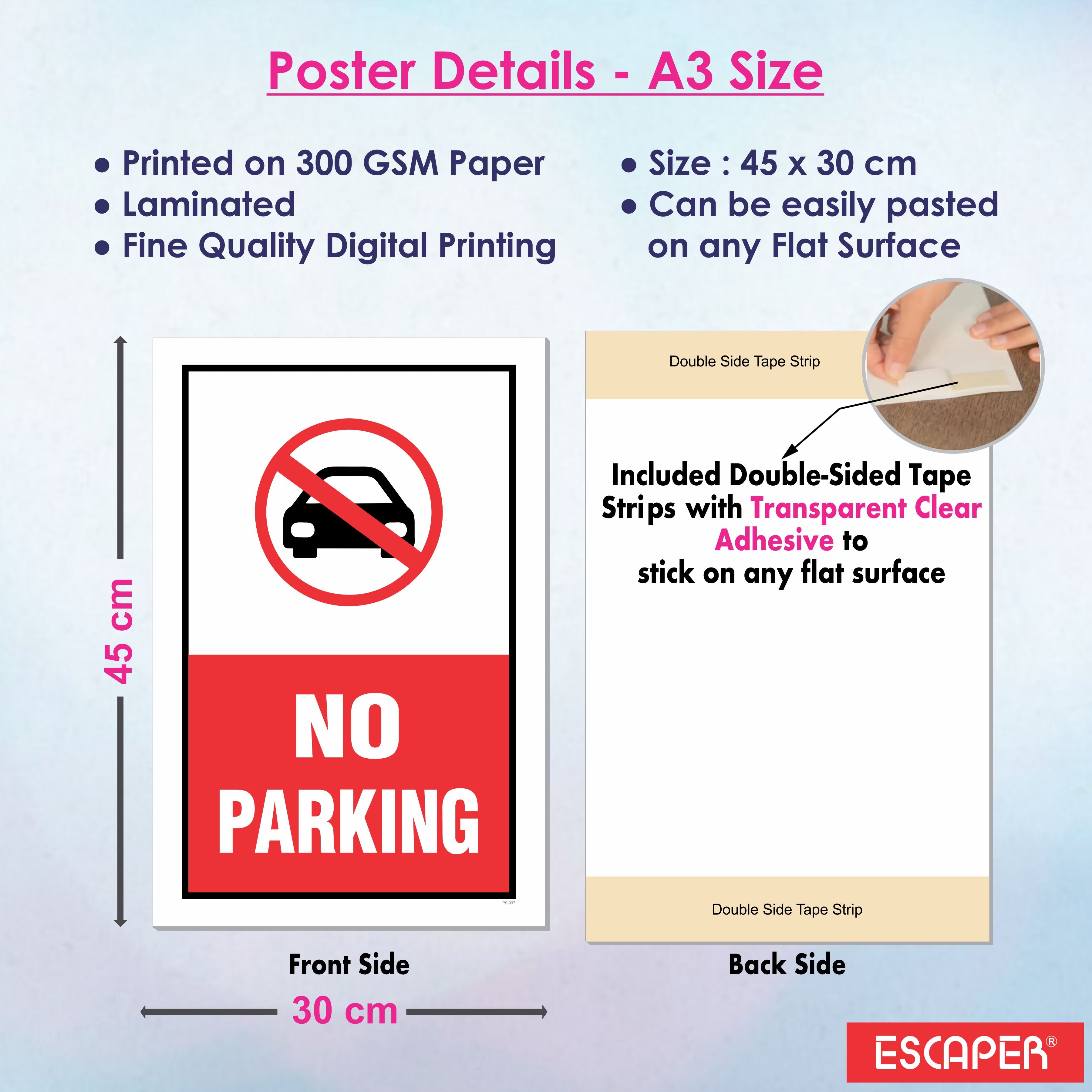 Safety & Instruction Poster (Pack Of 6) Laminated Self-Adhesive Signs (12x18 inch) for Home, Office, Industry, Hospital & Public Places – No Parking, Do Not Spit, Keep Silence, Danger 440 Volts, CCTV, Use Dustbin