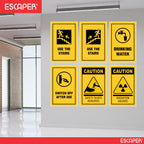 Safety & Instructional Posters– (Pack Of 6-12x18 inch), Self-Adhesive, Laminated – Use the Stairs, Drinking Water, Switch Off After Use, Caution Safety Shoes Required, Radiation Hazard – Workplace & Office Safety Signs