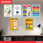 Safety & Facility Signs Posters (Pack Of 6-12x18 Inch) Laminated Self-Adhesive Posters For Offices, Factories, Schools, Hospitals, Hotels