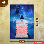 Om Namah Shivay Poster for Mandir and Home, 12x18 Inch 300 GSM Paper, Laminated, Self Adhesive, God Arti Poster for Wall, Decor Mandir, Pooja Room, Home Temple