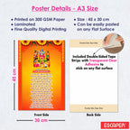 Satyanarayan Ji Ki Aarti Poster for Mandir and Home, 12x18 Inch 300 GSM Paper, Laminated, Self Adhesive, God Arti Poster for Wall, Decor Mandir, Pooja Room, Home Temple