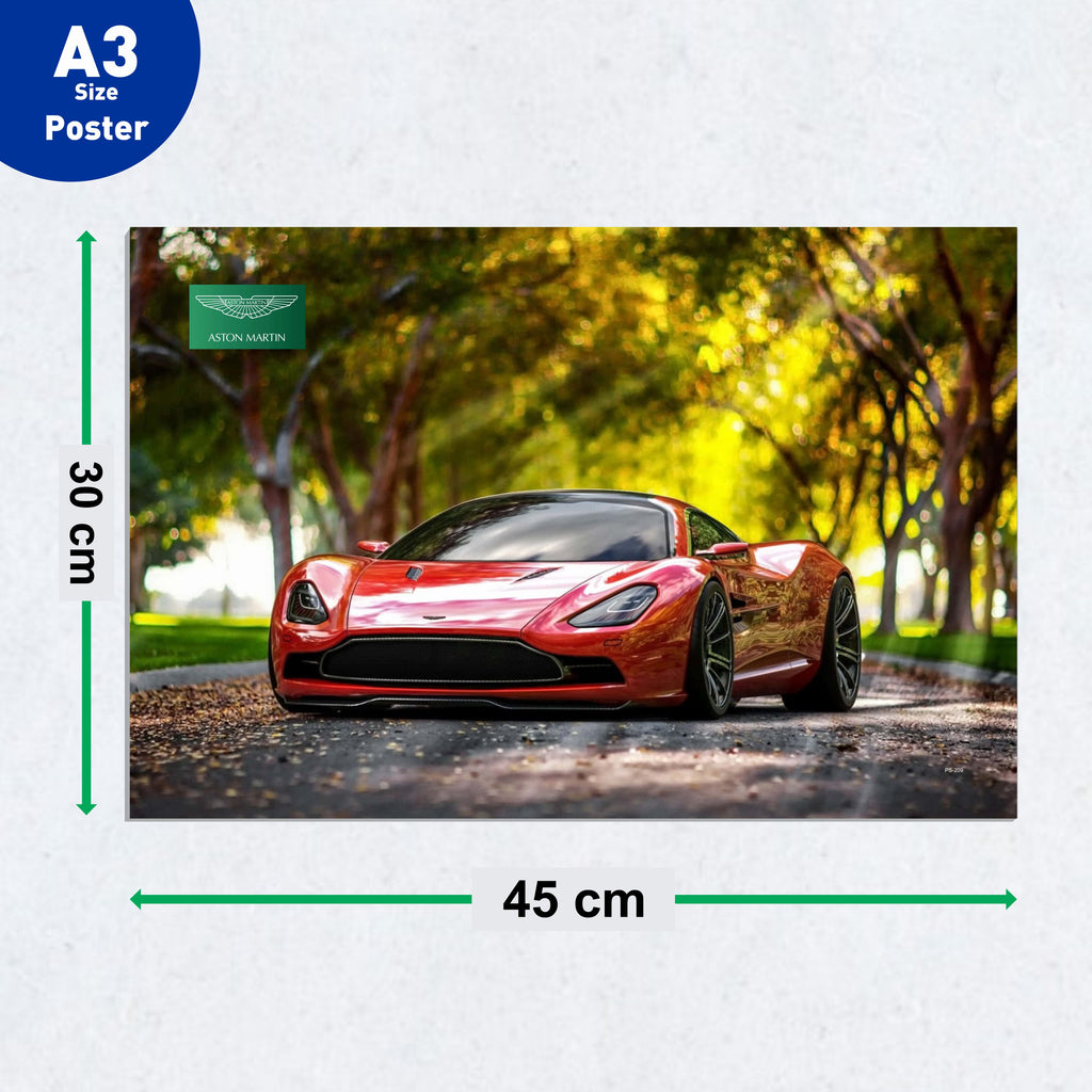 Car Design Poster, (12 x 18 inch), Wall Art Laminated Self Adhesive Back, Sports Car Poster For Wall Decor, Home Decor, Kids Room, Living Room Gifting