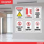 Safety Posters, (Pack Of 6) Fire Extinguisher Poster, Electrical Safety Sign, No Entry & No Smoking, Do Not Use Mobile Phone Posters – 12x18 Inch Industrial Safety Signs for Factory, Workplace & Indoor Use