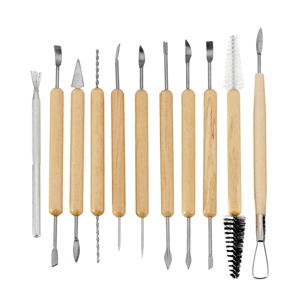 11-Piece Pottery Tools Kit for Clay Pottery, Double-Ended Professional Pottery Tools Set for Sculpting, Carving & Ceramic Art, Craft Tools for Beginners & Artists
