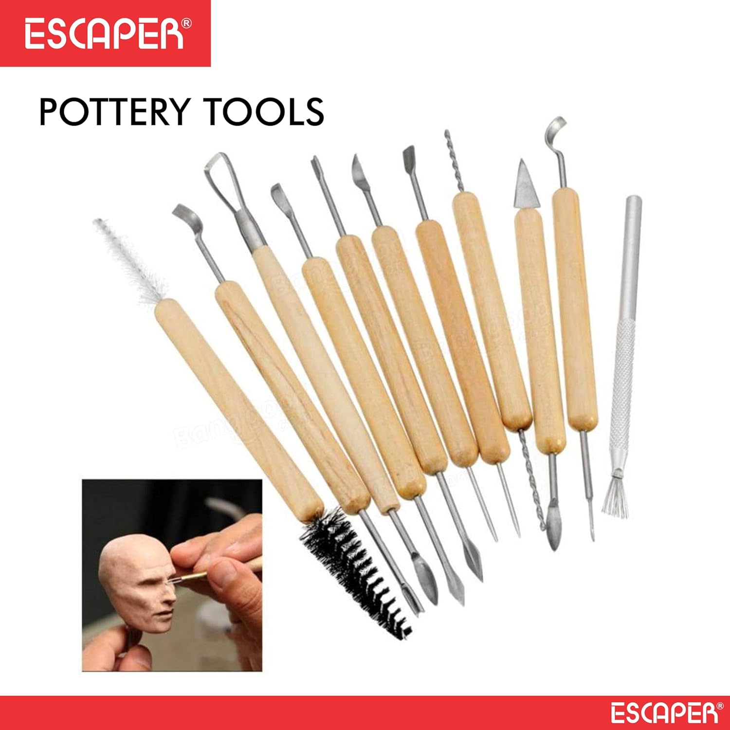 11-Piece Pottery Tools Kit for Clay Pottery, Double-Ended Professional Pottery Tools Set for Sculpting, Carving & Ceramic Art, Craft Tools for Beginners & Artists