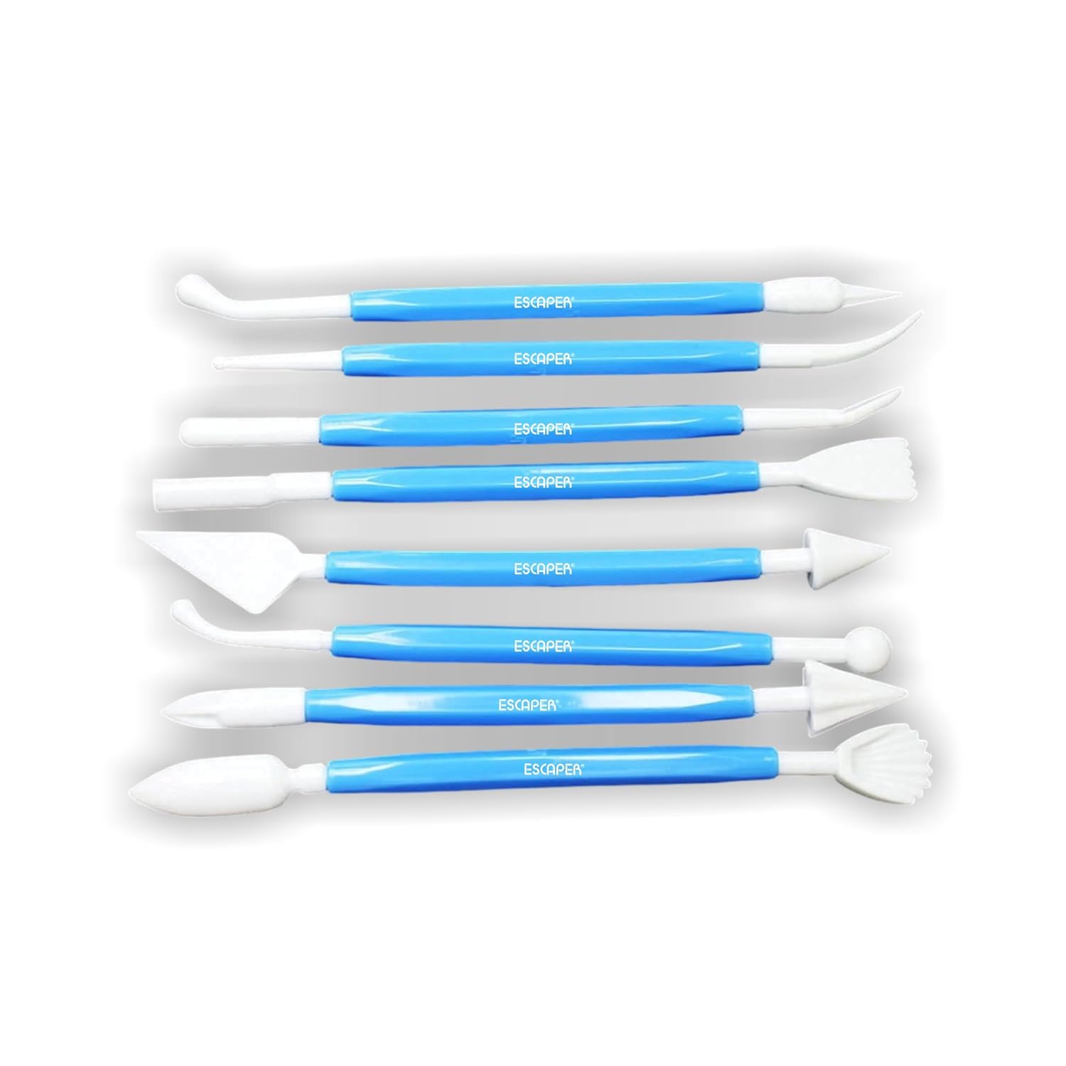 Plastic Pottery Tools Set of 8, Double-Ended Clay Modelling & Sculpting Tools, (14–16 cm Each), Pottery Tool Kit Plastic for Artists, Kids, Craft, Cake & Fondant Decorating