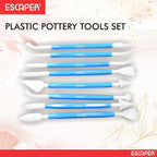 Plastic Pottery Tools Set of 8, Double-Ended Clay Modelling & Sculpting Tools, (14–16 cm Each), Pottery Tool Kit Plastic for Artists, Kids, Craft, Cake & Fondant Decorating