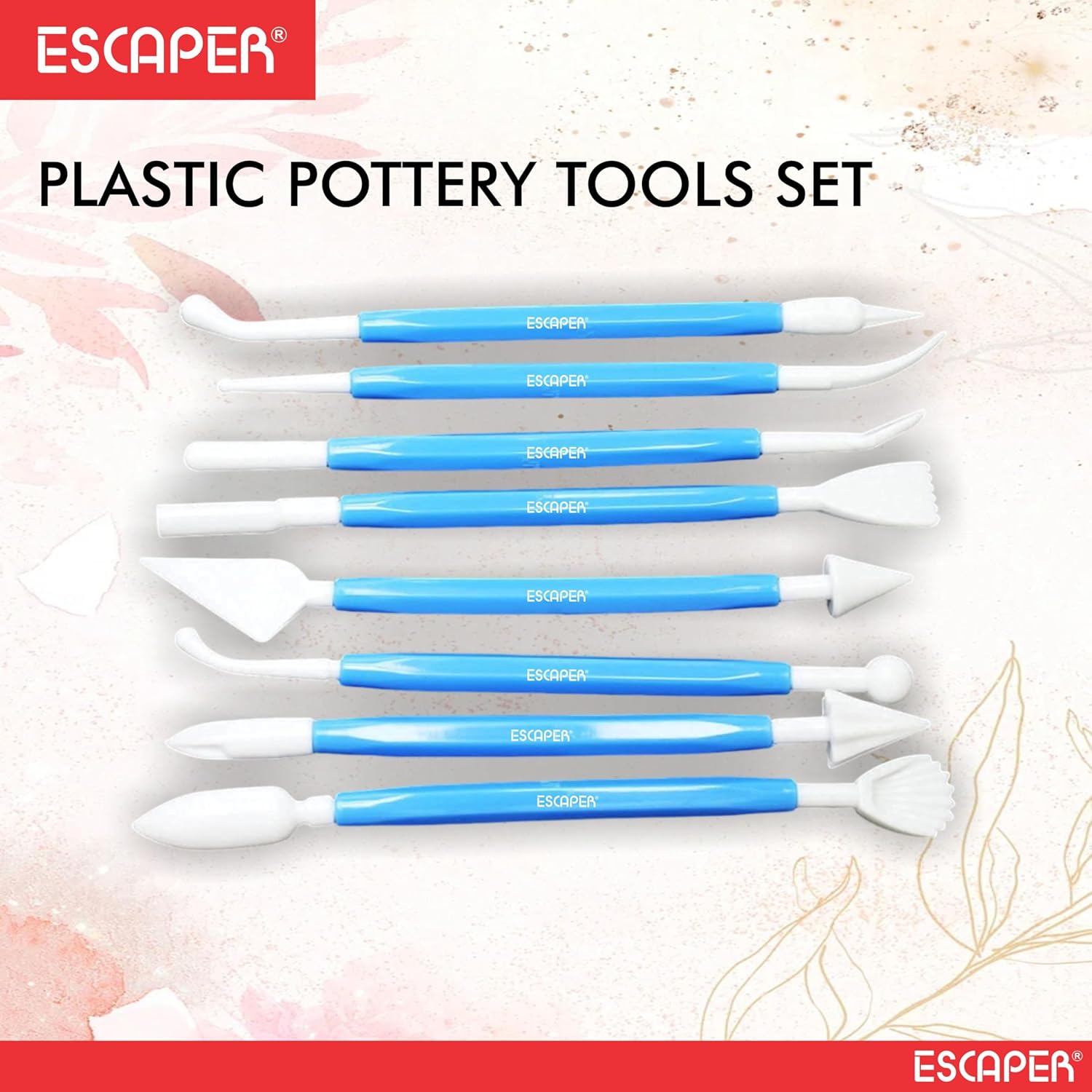 Plastic Pottery Tools Set of 8, Double-Ended Clay Modelling & Sculpting Tools, (14–16 cm Each), Pottery Tool Kit Plastic for Artists, Kids, Craft, Cake & Fondant Decorating