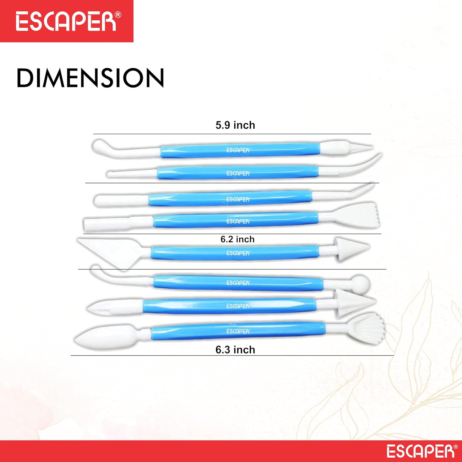 Plastic Pottery Tools Set of 8, Double-Ended Clay Modelling & Sculpting Tools, (14–16 cm Each), Pottery Tool Kit Plastic for Artists, Kids, Craft, Cake & Fondant Decorating