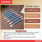 Plastic Pottery Tools Set of 8, Double-Ended Clay Modelling & Sculpting Tools, (14–16 cm Each), Pottery Tool Kit Plastic for Artists, Kids, Craft, Cake & Fondant Decorating