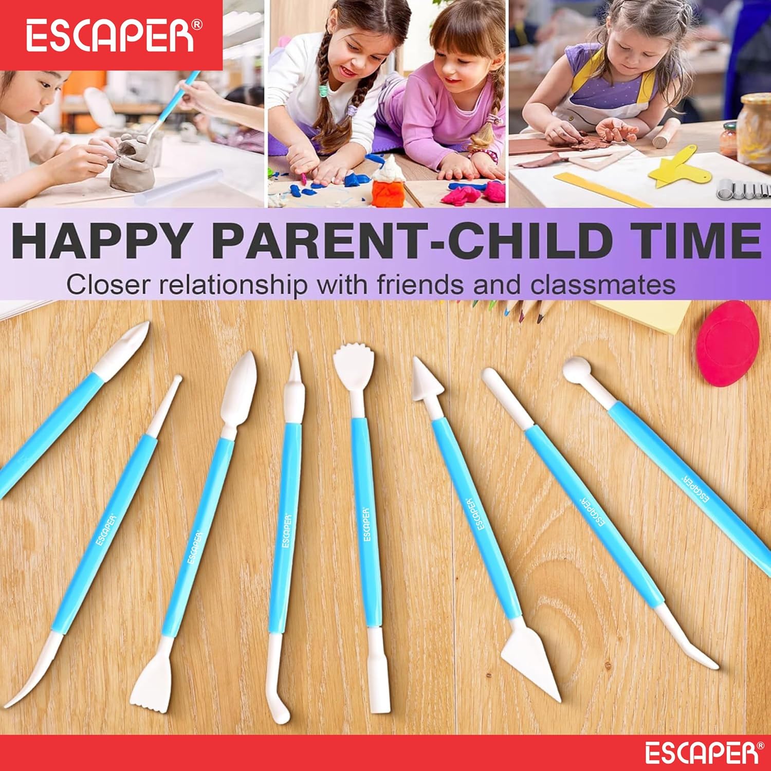 Plastic Pottery Tools Set of 8, Double-Ended Clay Modelling & Sculpting Tools, (14–16 cm Each), Pottery Tool Kit Plastic for Artists, Kids, Craft, Cake & Fondant Decorating