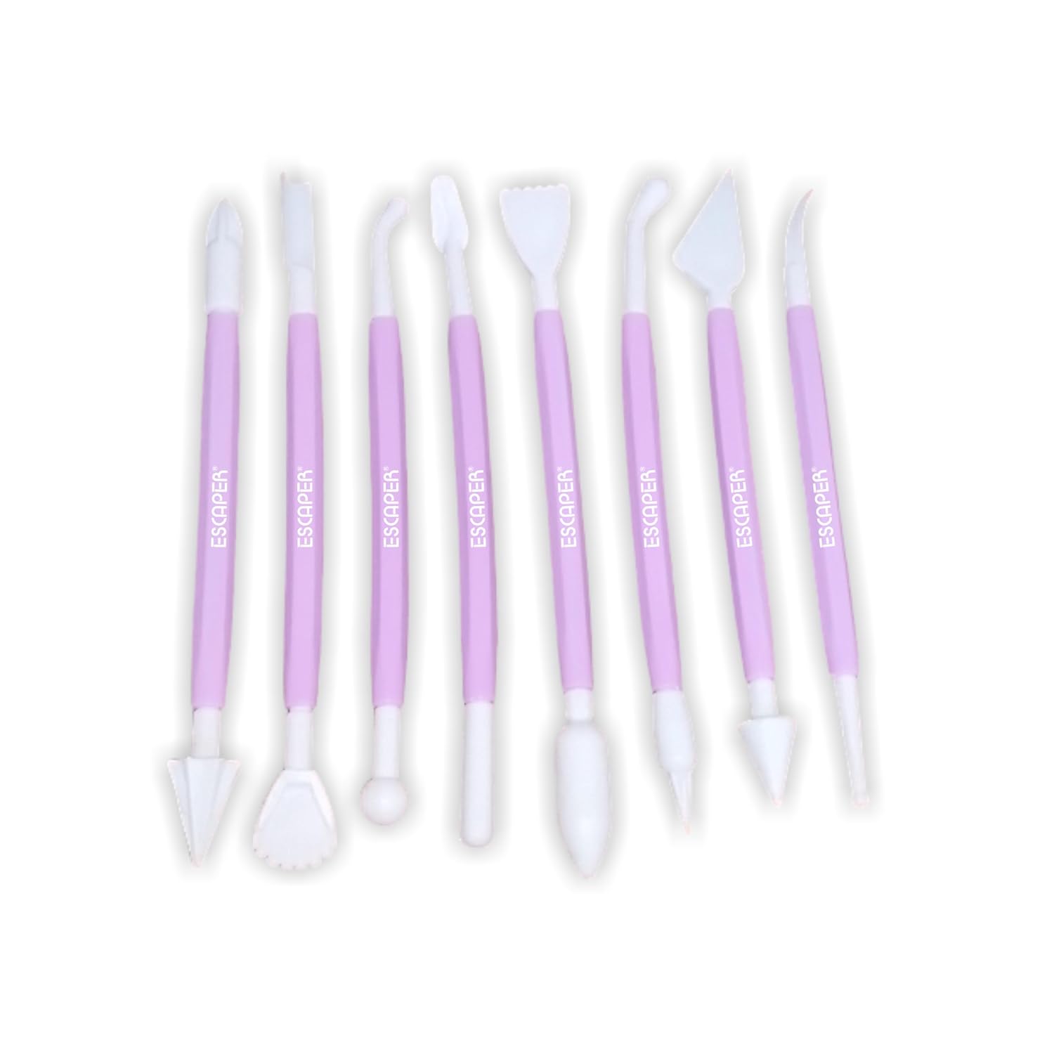 Plastic Pottery Tools Set of 8, Double-Ended Clay Modelling & Sculpting Tools, (14–16 cm Each), Pottery Tool Kit Plastic for Artists, Kids, Craft, Cake & Fondant Decorating