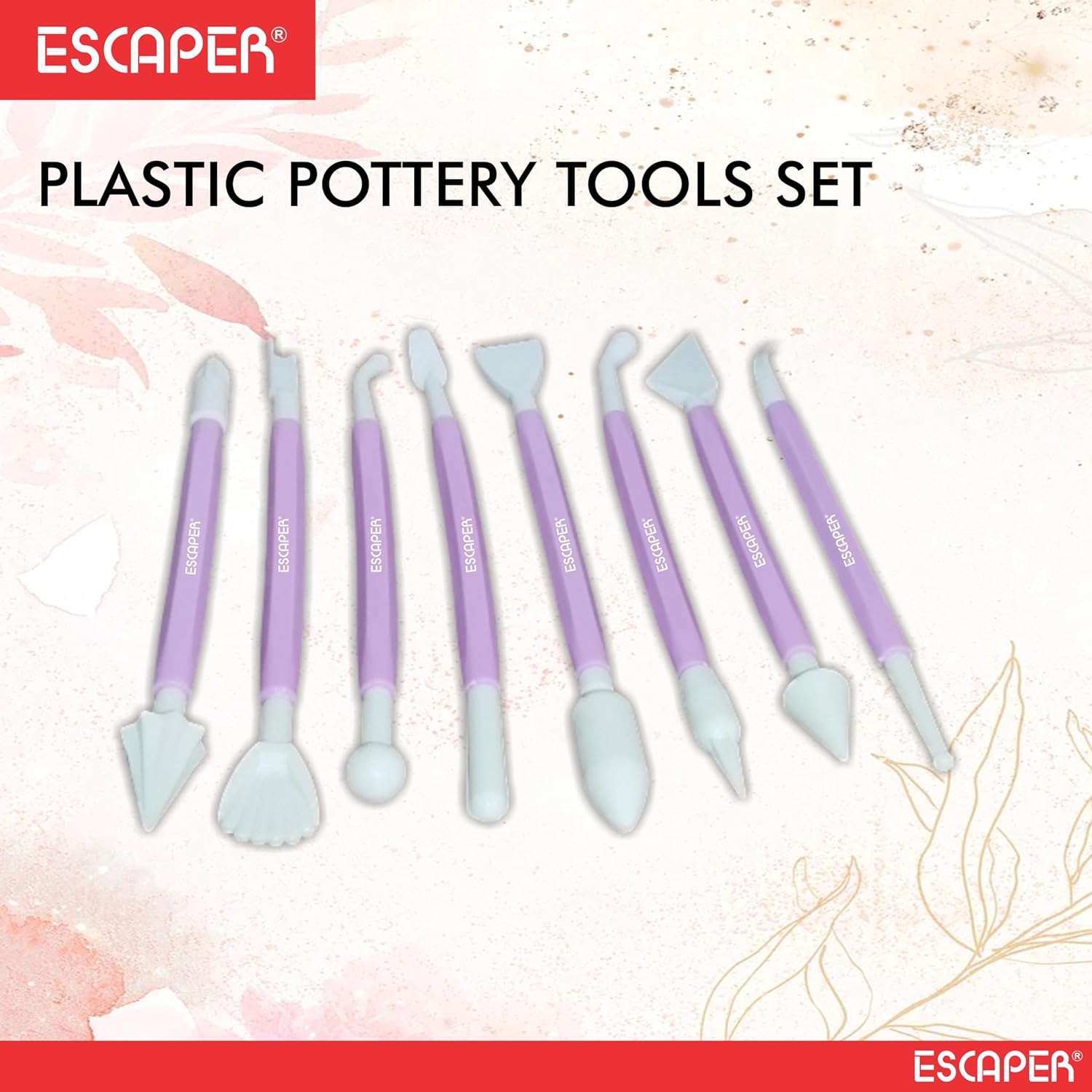 Plastic Pottery Tools Set of 8, Double-Ended Clay Modelling & Sculpting Tools, (14–16 cm Each), Pottery Tool Kit Plastic for Artists, Kids, Craft, Cake & Fondant Decorating
