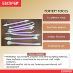 Plastic Pottery Tools Set of 8, Double-Ended Clay Modelling & Sculpting Tools, (14–16 cm Each), Pottery Tool Kit Plastic for Artists, Kids, Craft, Cake & Fondant Decorating