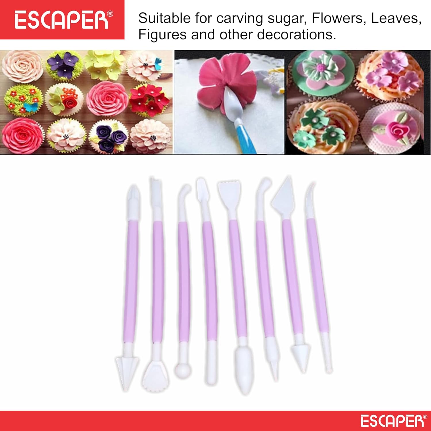 Plastic Pottery Tools Set of 8, Double-Ended Clay Modelling & Sculpting Tools, (14–16 cm Each), Pottery Tool Kit Plastic for Artists, Kids, Craft, Cake & Fondant Decorating