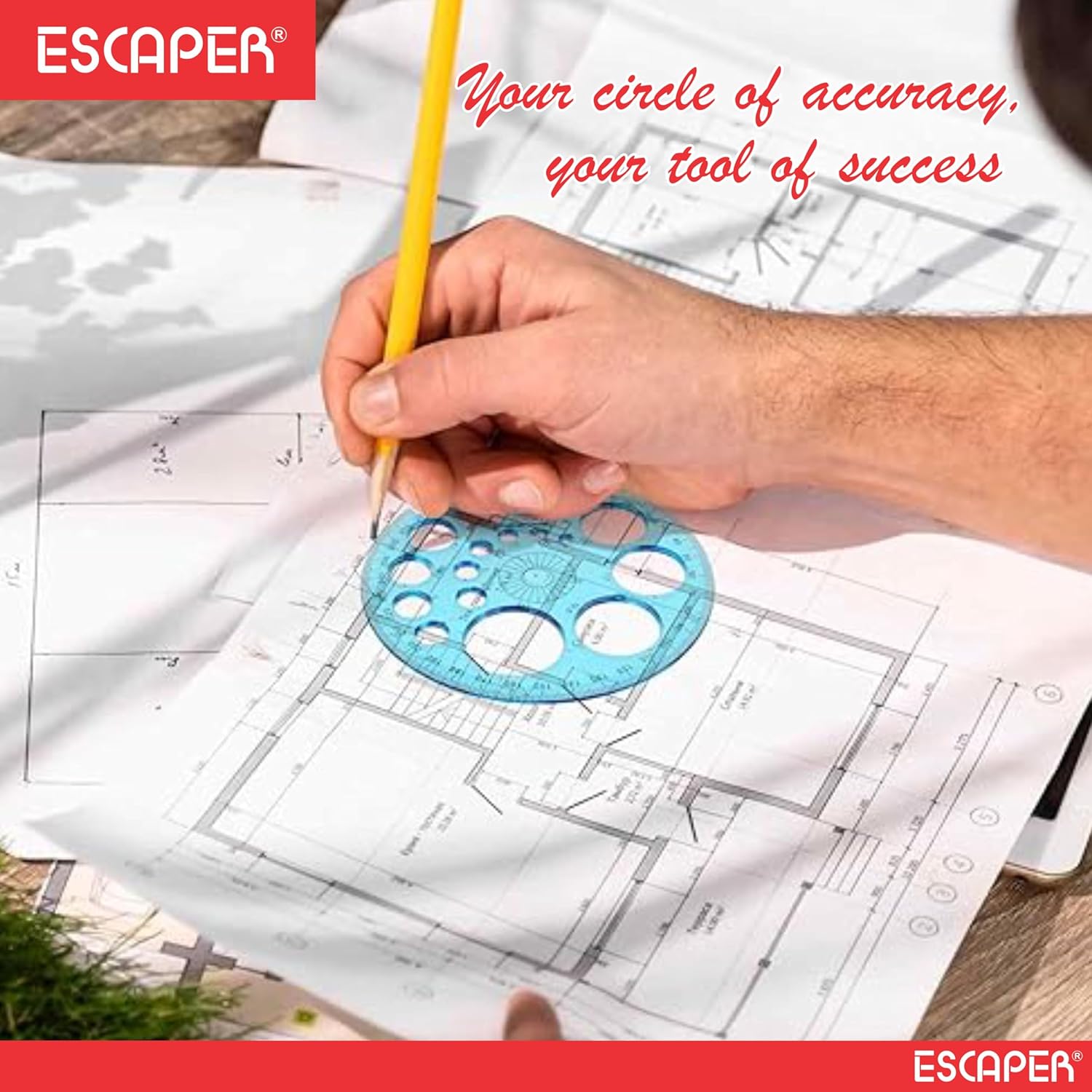 Pro Circle 360 Degree Full Round Protractor with Circle Stencils, 14 cm Transparent Plastic Geometry Scale for Technical Drawing, Engineering, Architecture & Drafting