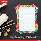 A4 Designer Paper Sheets – One Side Ruled – 90 GSM Project Paper for School Assignments, Craft Work, Art Projects & Office Use