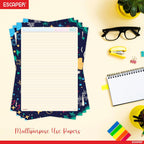 A4 Designer Paper Sheets – One Side Ruled – 90 GSM Project Paper for School Assignments, Craft Work, Art Projects & Office Use