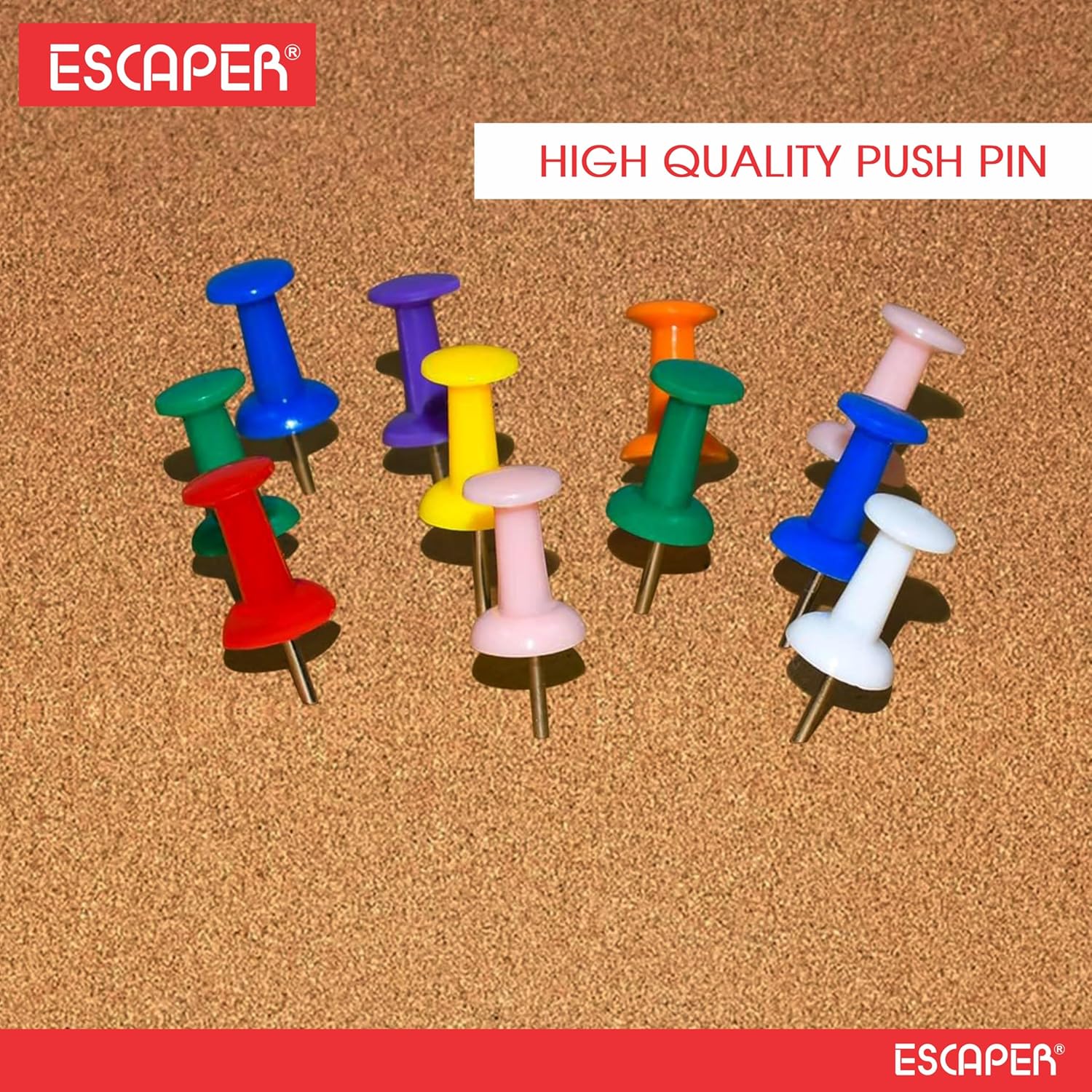 Multicolor Push Pins, Board Pins, Thumb Pins (Pack Of 50), Tacks for Notice, Cork Board, Bulletin & Display Board, Ideal for Office, Home, School, DIY & Kids