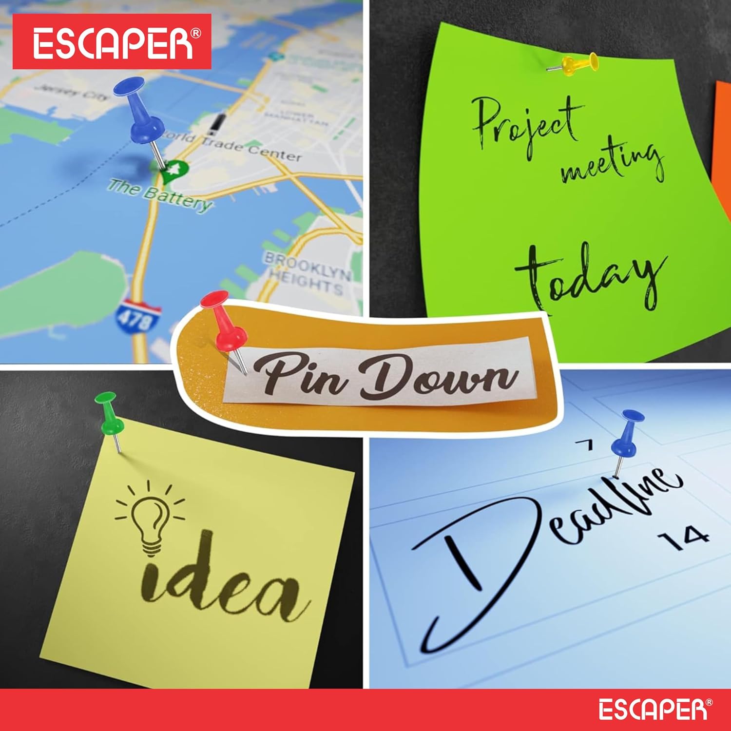 Multicolor Push Pins, Board Pins, Thumb Pins (Pack Of 50), Tacks for Notice, Cork Board, Bulletin & Display Board, Ideal for Office, Home, School, DIY & Kids