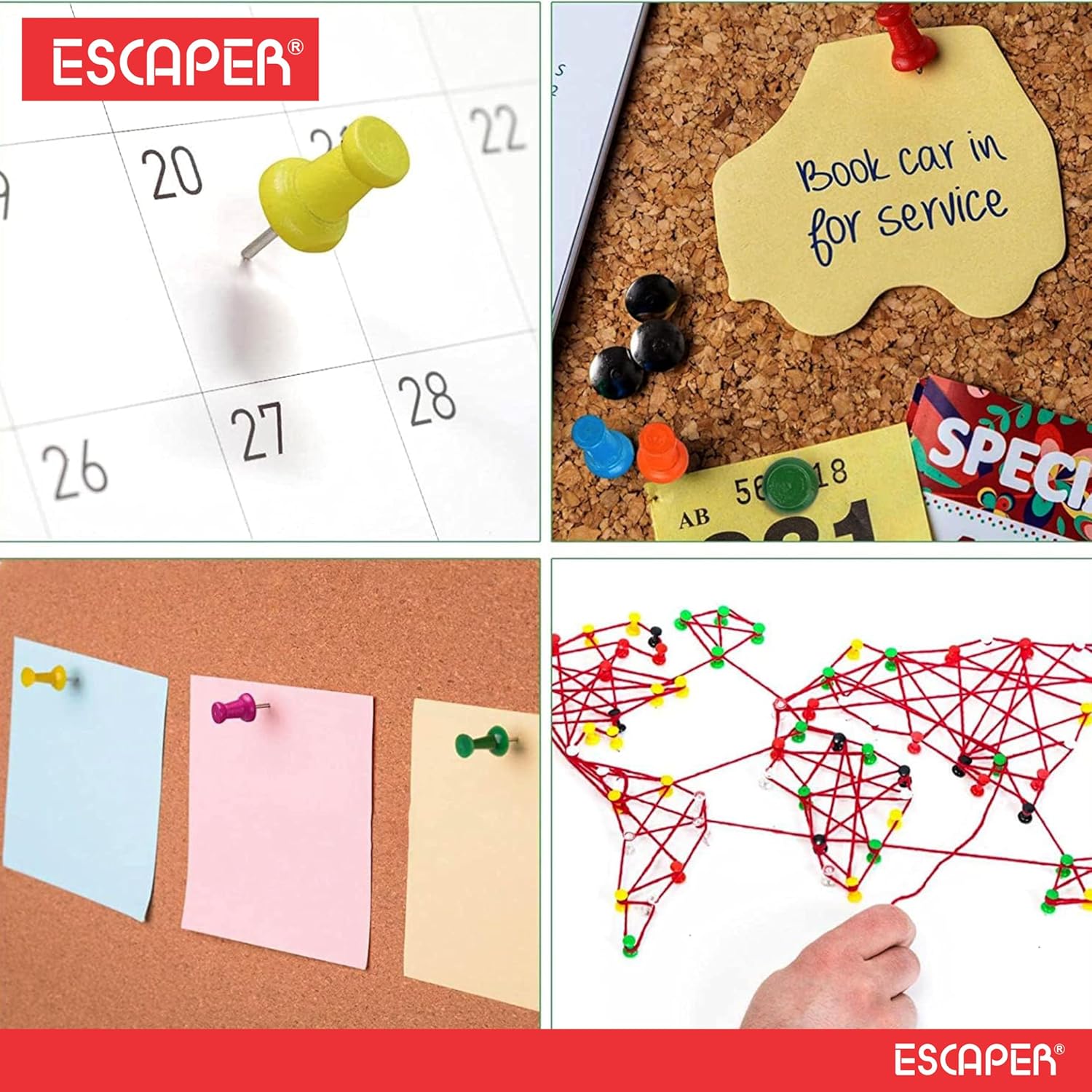 Multicolor Push Pins, Board Pins, Thumb Pins (Pack Of 50), Tacks for Notice, Cork Board, Bulletin & Display Board, Ideal for Office, Home, School, DIY & Kids