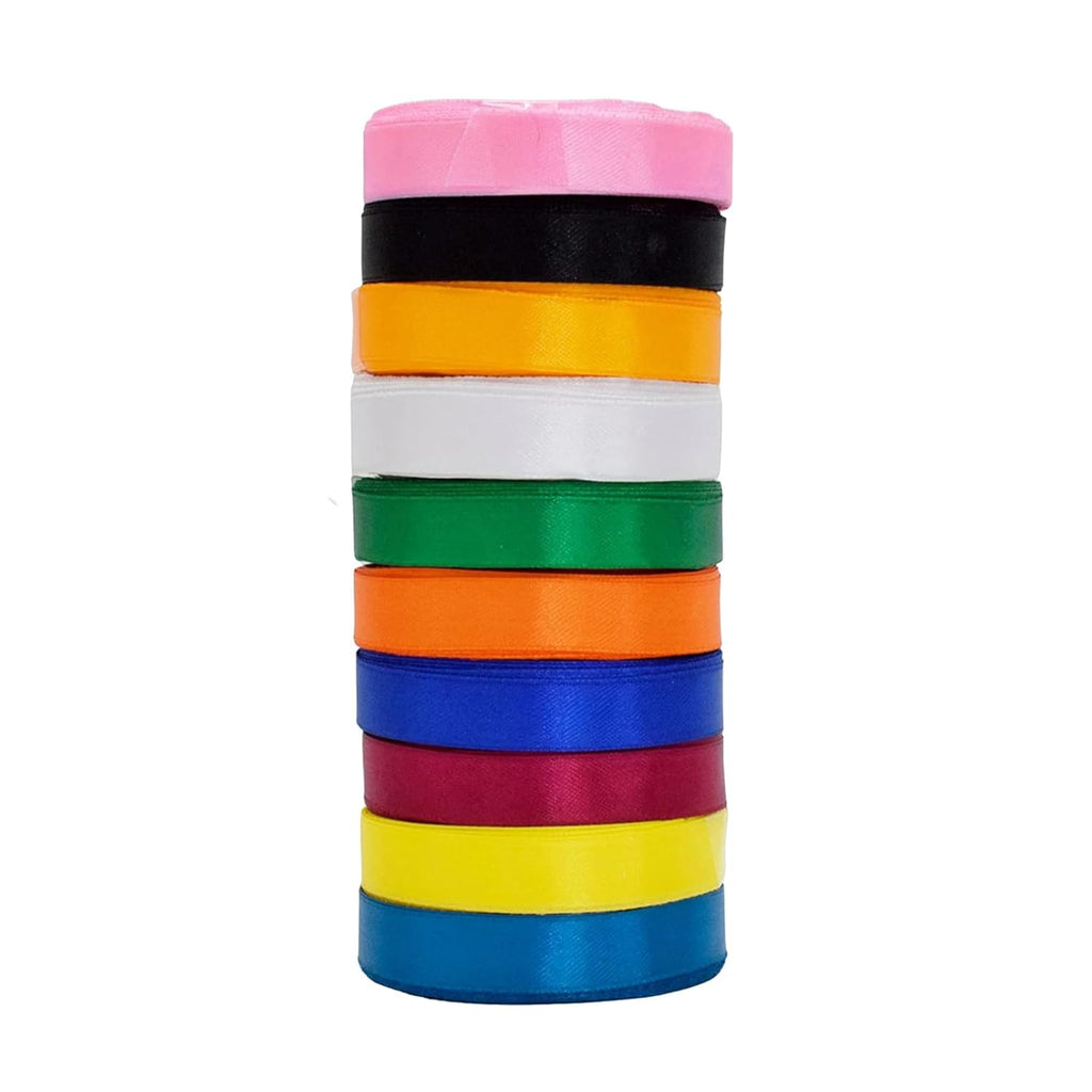 Satin Ribbon Set (Pack of 10) Assorted Ribbon Rolls (1/2 Inch-10 Mtr E ...
