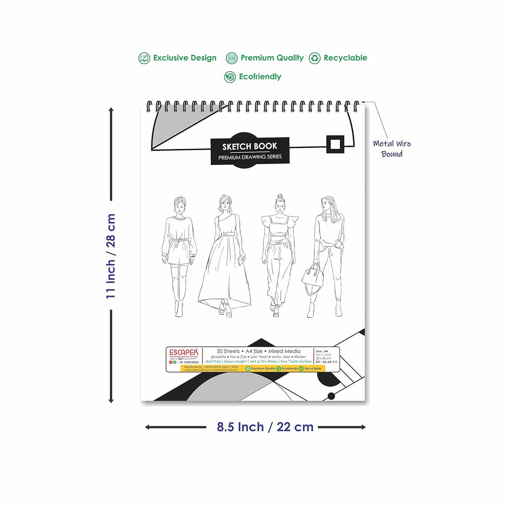 Fashion Sketch Book - A4 Size,50 Sheets (100 Pages) of Professional Artist Paper for Your Creative Endeavors