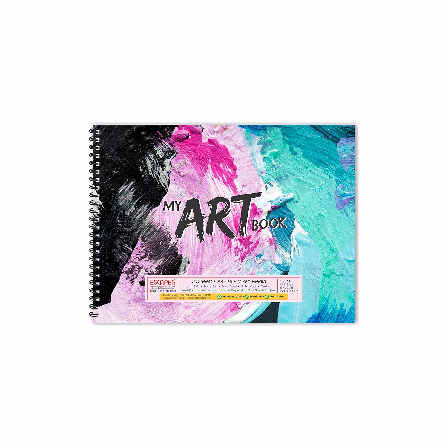 Multicolor Abstract Textured Sketch Book - A4 Size,50 Sheets (100 Pages) of Professional Artist Paper for Your Creative Endeavors
