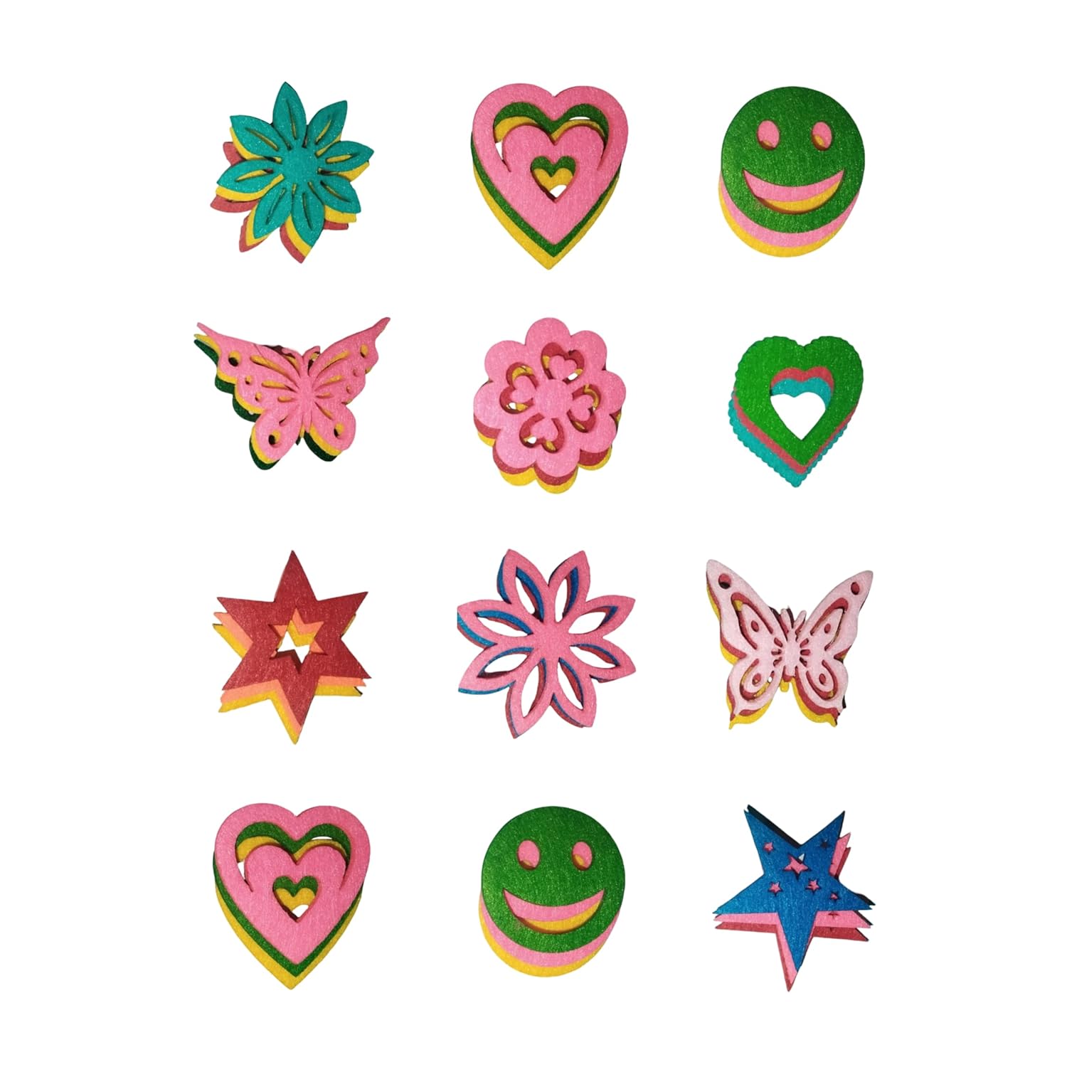 Assorted Felt Shapes for Craft, Precut Felt Butterflies, Stars, Hearts Flowers & Many Shapes, Colorful Felt Shapes for Craft, Card Making, Applique & DIY Decoration Projects