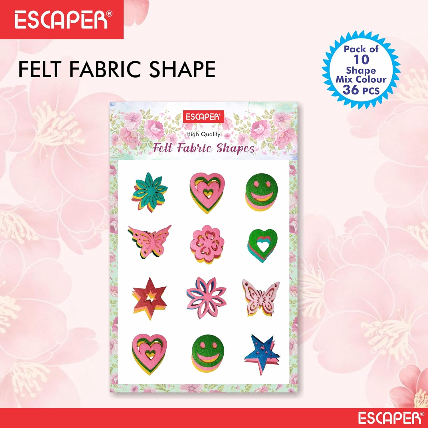 Assorted Felt Shapes for Craft, Precut Felt Butterflies, Stars, Hearts Flowers & Many Shapes, Colorful Felt Shapes for Craft, Card Making, Applique & DIY Decoration Projects