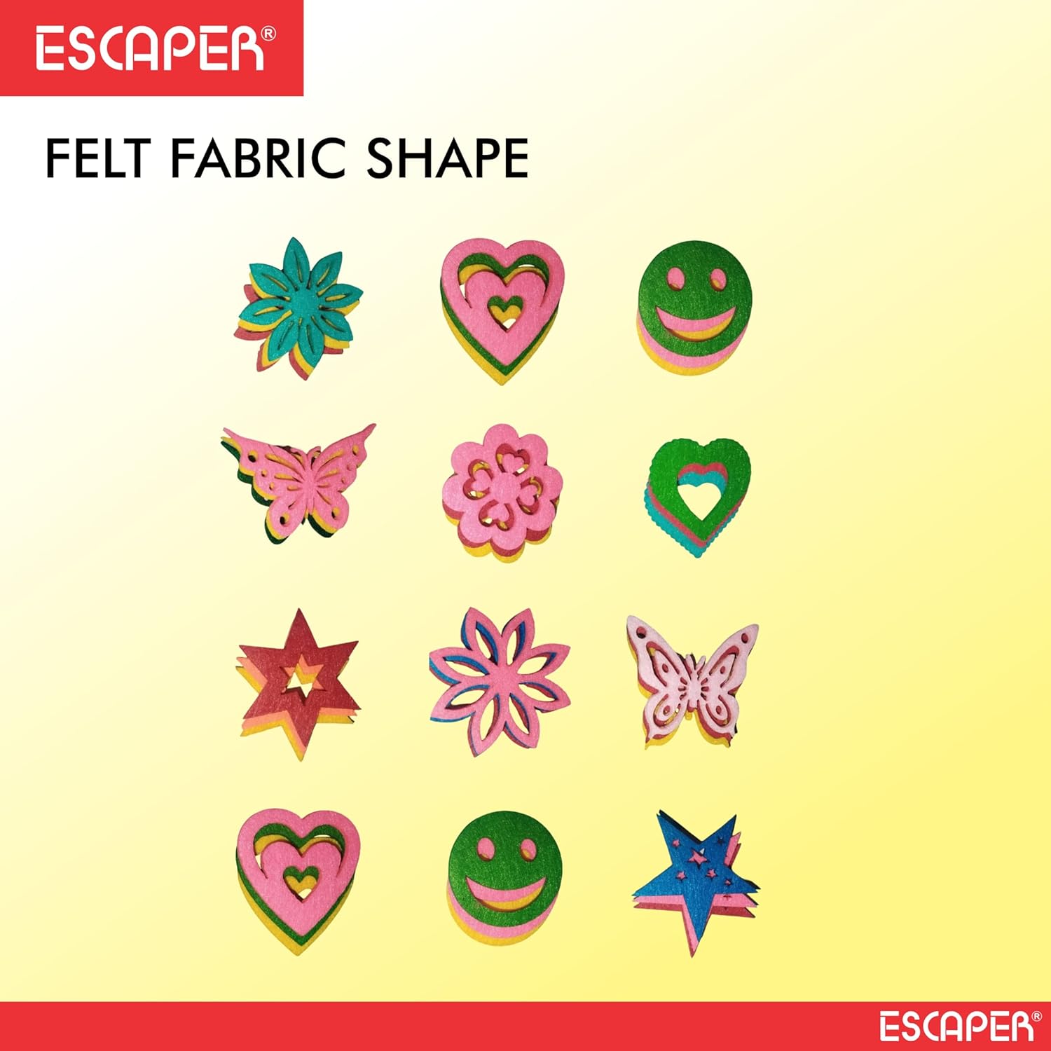 Assorted Felt Shapes for Craft, Precut Felt Butterflies, Stars, Hearts Flowers & Many Shapes, Colorful Felt Shapes for Craft, Card Making, Applique & DIY Decoration Projects