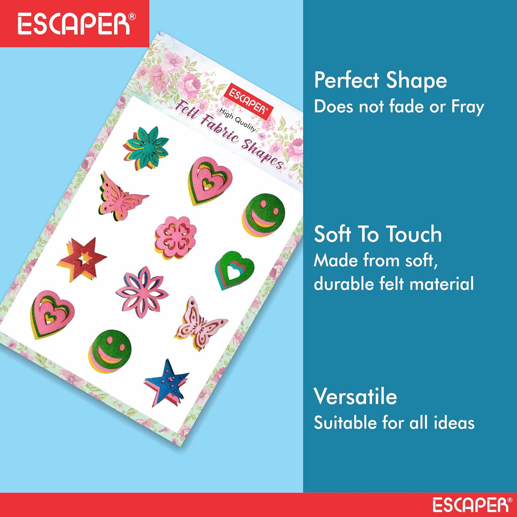 Assorted Felt Shapes for Craft, Precut Felt Butterflies, Stars, Hearts Flowers & Many Shapes, Colorful Felt Shapes for Craft, Card Making, Applique & DIY Decoration Projects