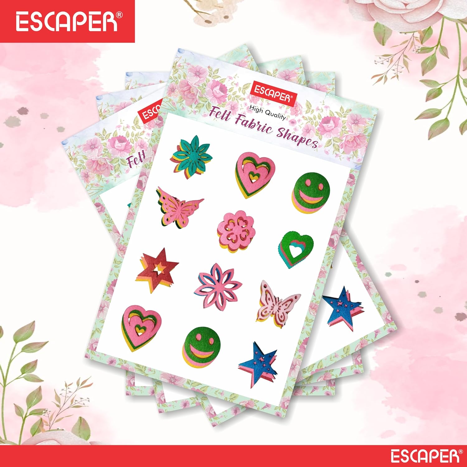 Assorted Felt Shapes for Craft, Precut Felt Butterflies, Stars, Hearts Flowers & Many Shapes, Colorful Felt Shapes for Craft, Card Making, Applique & DIY Decoration Projects