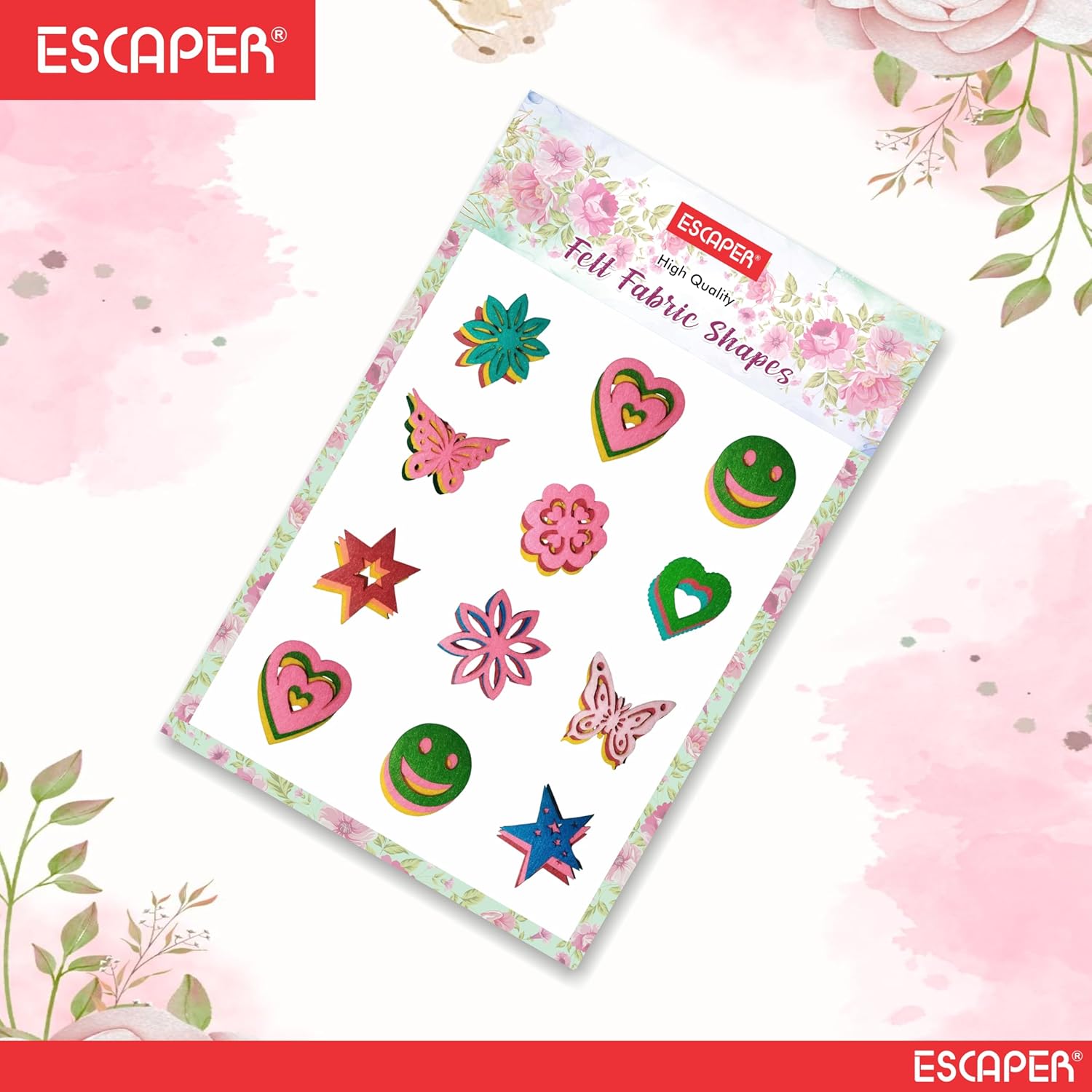 Assorted Felt Shapes for Craft, Precut Felt Butterflies, Stars, Hearts Flowers & Many Shapes, Colorful Felt Shapes for Craft, Card Making, Applique & DIY Decoration Projects