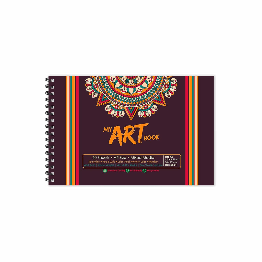 Mandala Art Themed A5 Sketch Book - Unleash Your Imagination with 50 Sheets (100 Pages) of Superior-Quality Artist Paper