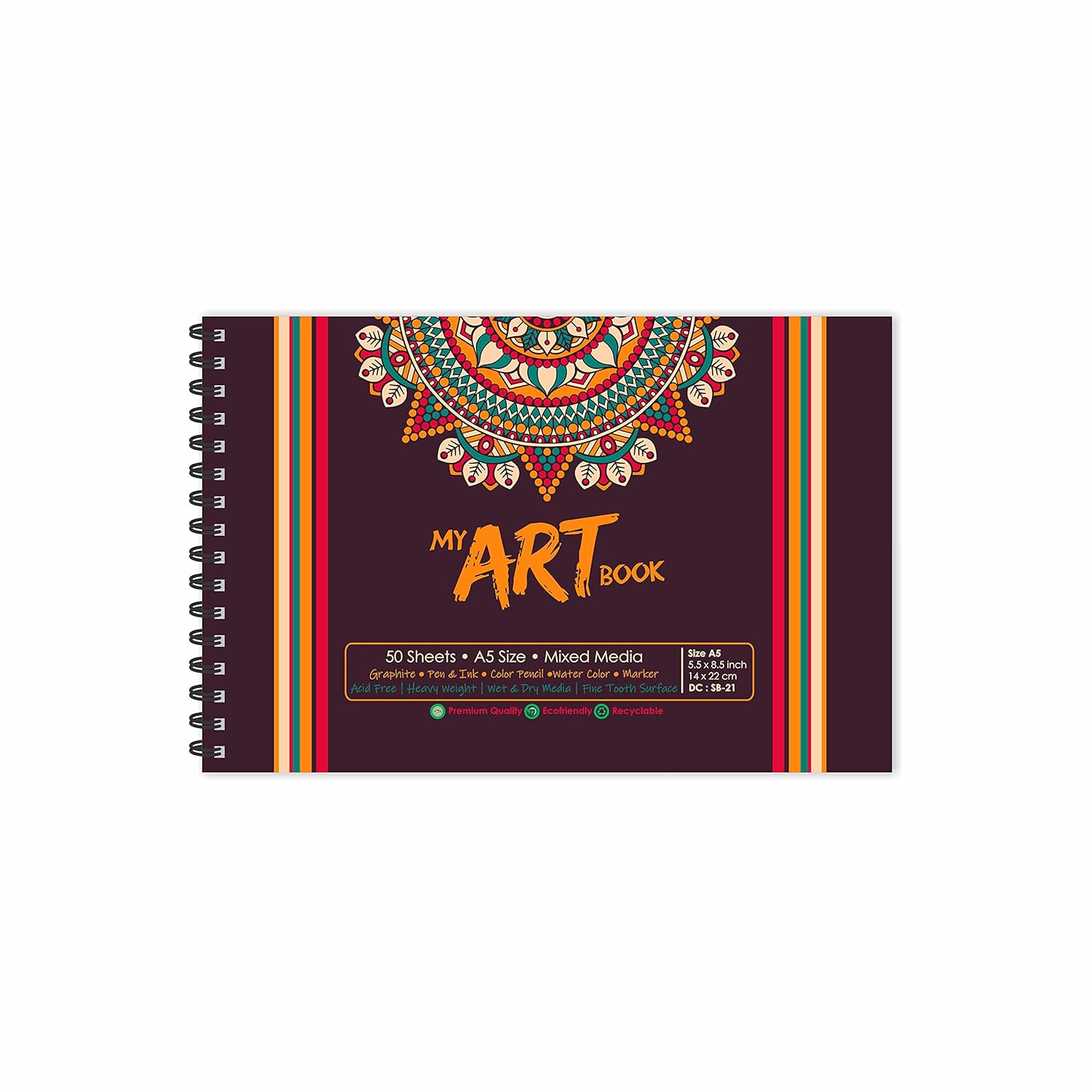 Mandala Art Themed A5 Sketch Book - Unleash Your Imagination with 50 Sheets (100 Pages) of Superior-Quality Artist Paper