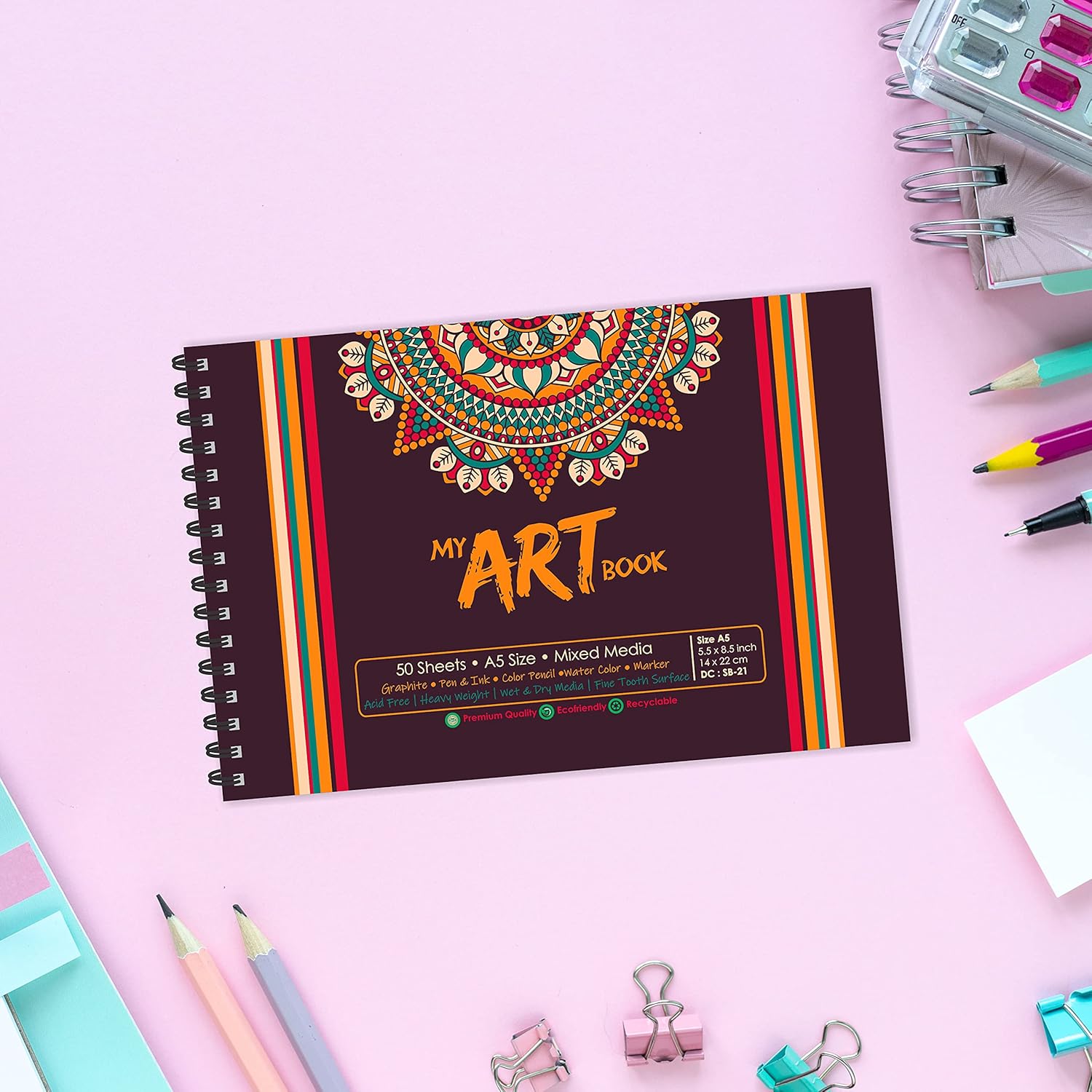 Mandala Art Themed A5 Sketch Book - Unleash Your Imagination with 50 Sheets (100 Pages) of Superior-Quality Artist Paper