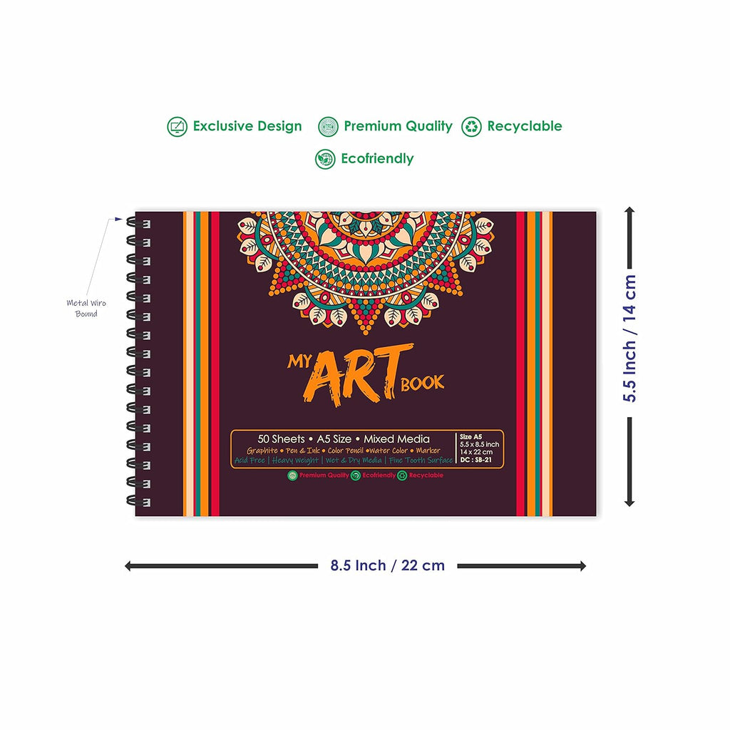 Mandala Art Themed A5 Sketch Book - Unleash Your Imagination with 50 Sheets (100 Pages) of Superior-Quality Artist Paper