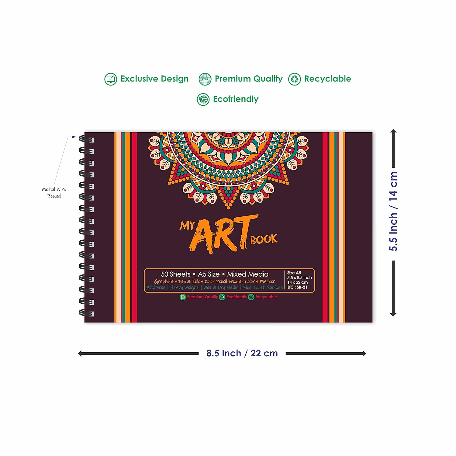 Mandala Art Themed A5 Sketch Book - Unleash Your Imagination with 50 Sheets (100 Pages) of Superior-Quality Artist Paper