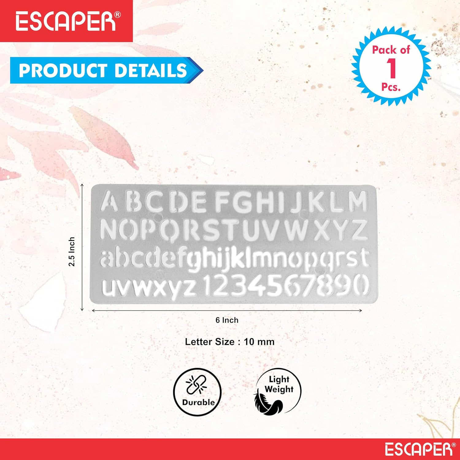 Plastic English Letter Stencil Set for Kids & Students, (10mm) Stencils Alphabets English, Numbers 0–9, Flexible Reusable Stencil Alphabet for Art, Craft, and Learning