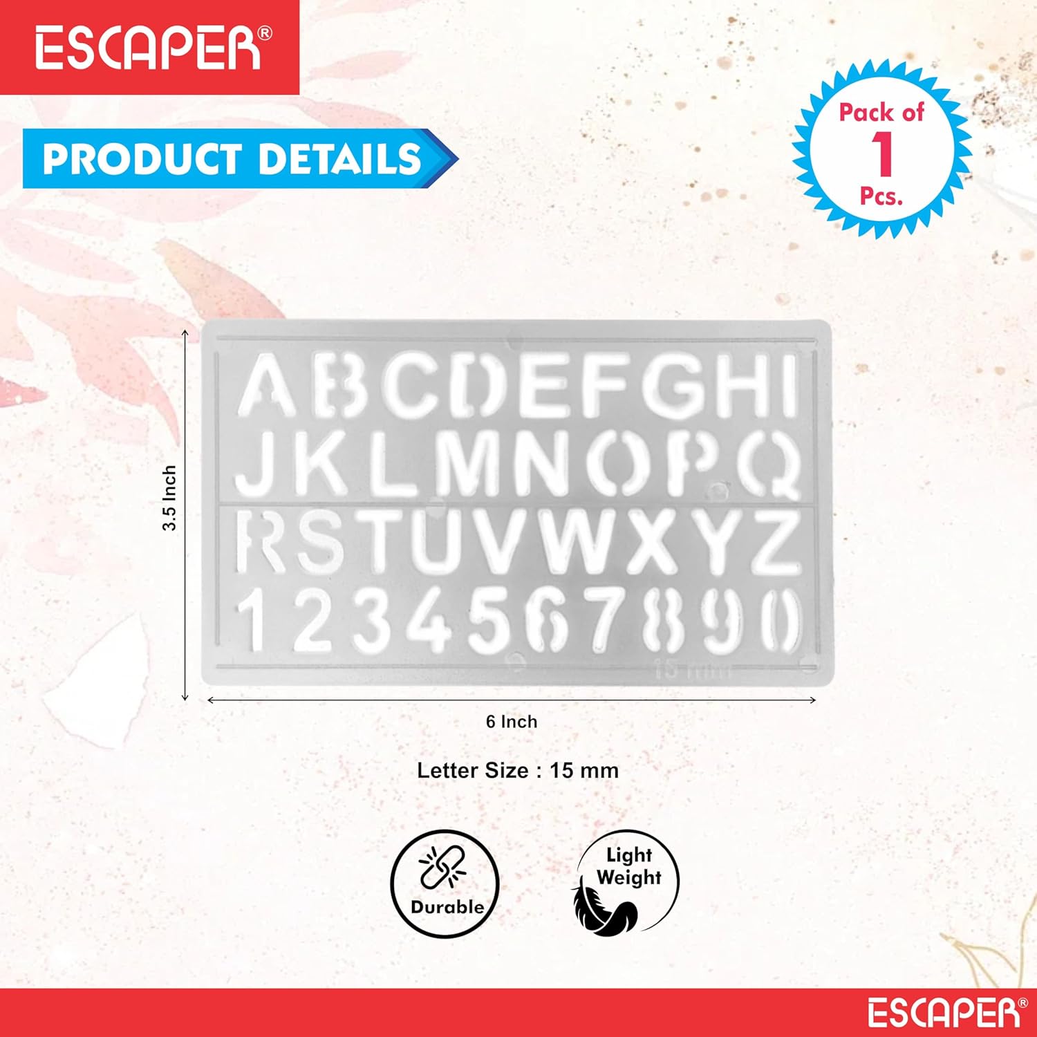 Plastic English Letter Stencil Set for Kids & Students, (15mm) Stencils Alphabets English, Numbers 0–9, Flexible Reusable Stencil Alphabet for Art, Craft, and Learning