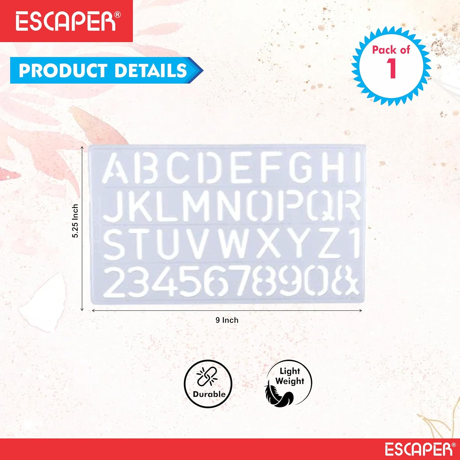 Plastic English Letter Stencil Set for Kids & Students (25mm),Stencils Alphabets English, Numbers 0–9, Flexible Reusable Stencil Alphabet for Art, Craft, and Learning