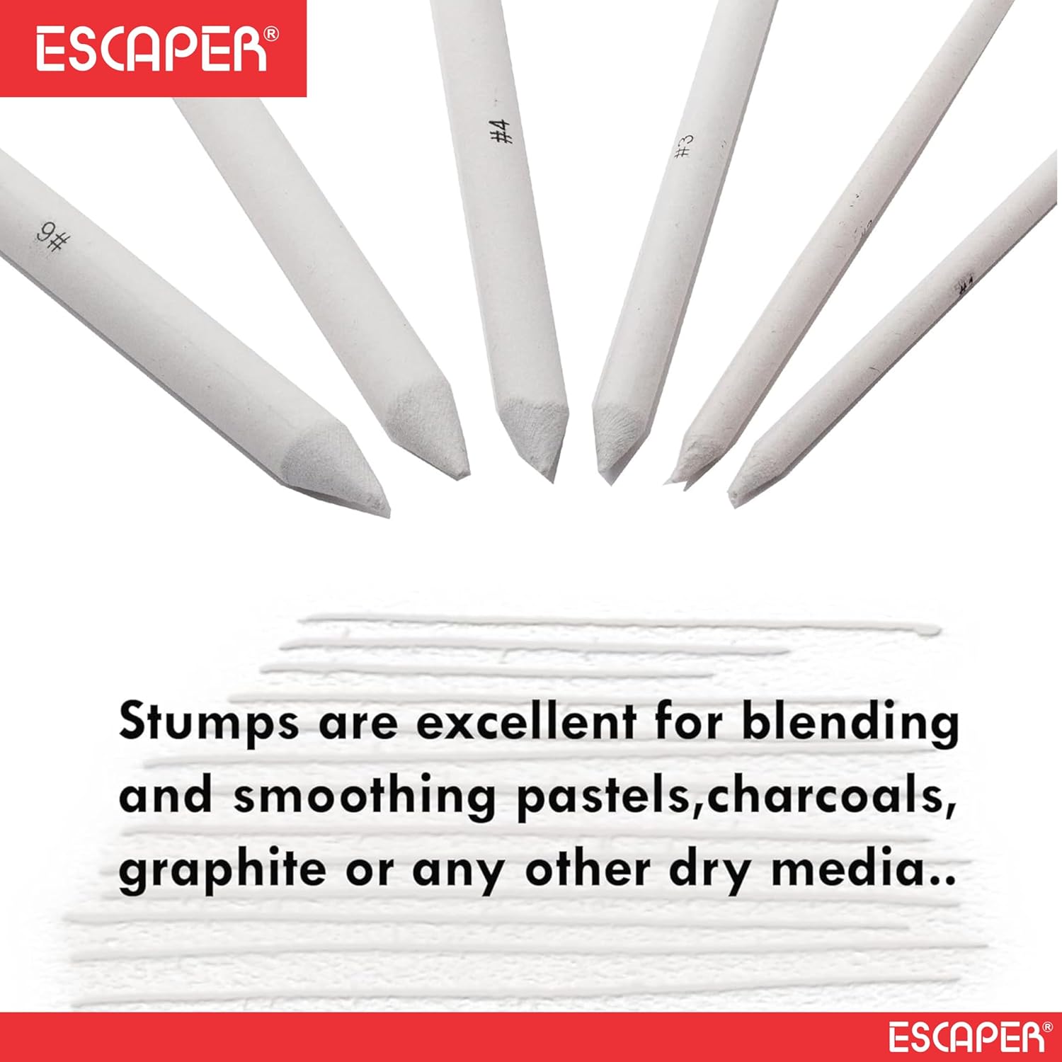 Blending Stumps for Drawing, (Set of 1 to 6 Size) Paper Stumps for Art and Craft, Sketching and Shading, Stumps Craft Set for Artists, Ideal with Charcoal, Graphite and Pastels