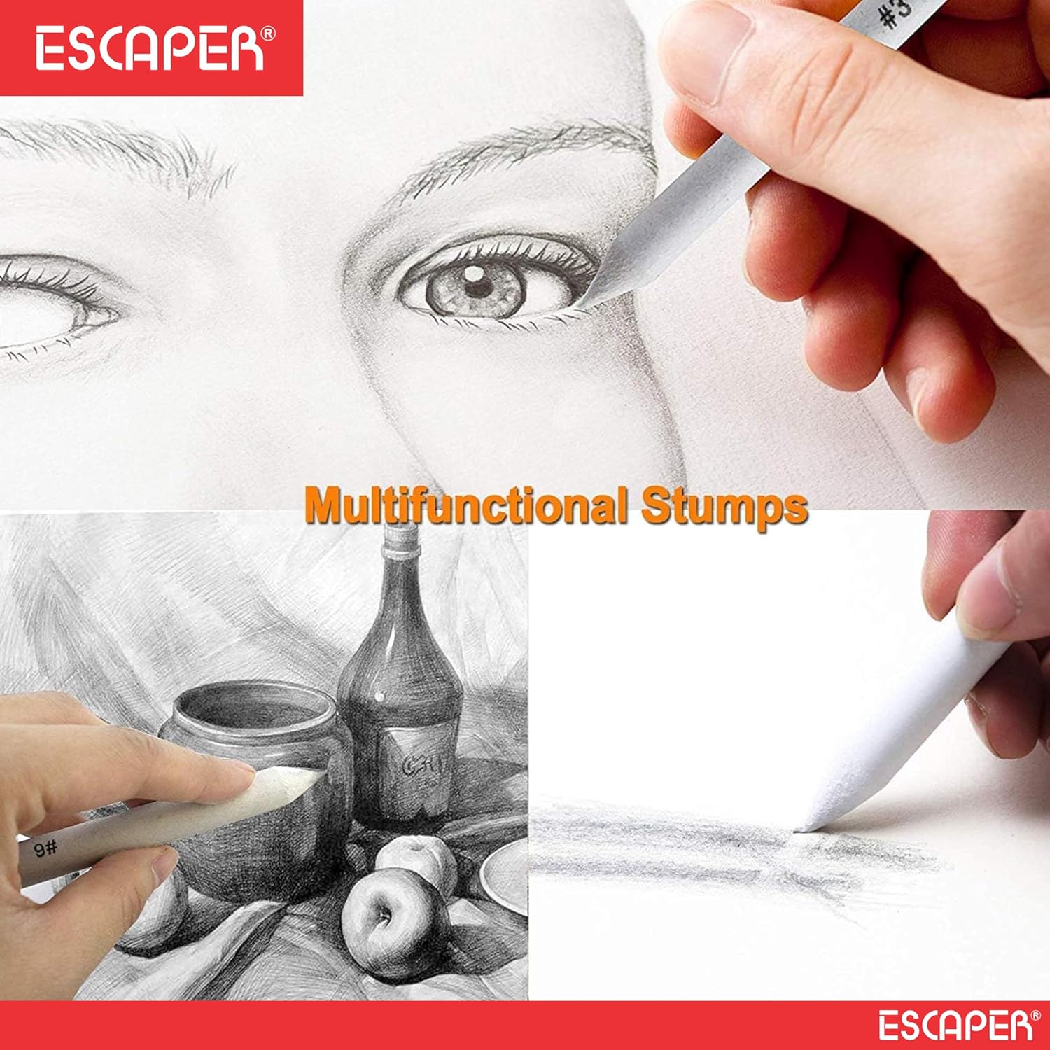 Blending Stumps for Drawing, (Set of 1 to 6 Size) Paper Stumps for Art and Craft, Sketching and Shading, Stumps Craft Set for Artists, Ideal with Charcoal, Graphite and Pastels